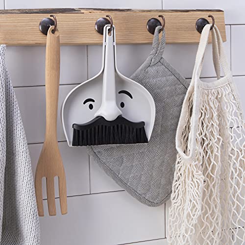 Peleg Design Dustache Small Dustpan And Brush Set | Mini Dustpan And Mini Hand Whisk Broom Set | Mustache Hand Broom Cleaning Set Tool For Table Desk Keyboard Window Gaps Kids, Pets #TOP1