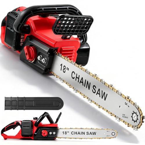 Cordless Electric Chainsaw 18", Battery Powered Brushless Motor Chainsaw Compatible with Makita Battery, Automatic Oiler & Tool-Free Chain Tension, for Tree Trimming & Wood Cutting (Tool Only)
