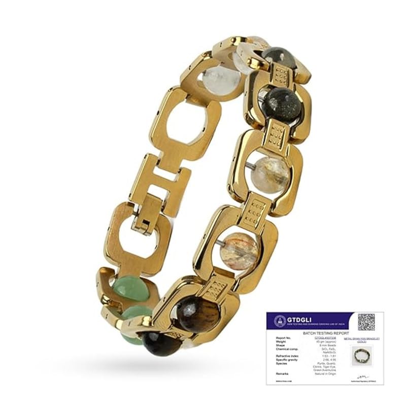 Image of Astrotalk Metal Dhan Yog Bracelet | Attracts Wealth & Financial Prosperity | Pyrite, Citrine, Tiger Eye, Quartz, Hematite & Aventurine Astrology Bracelet for Man & Woman | Gift for Man & Woman