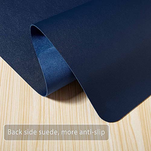 Image of Extended Mouse Pad Mat XXL Desk Pad Large Desk Mat 35.4 inch X 16.9 inch Desk Blotter Writing Pad for Laptop /Office /Home, PU Leather Waterproof +Suede Non-Slip 90 x 43cm (Dark Blue)