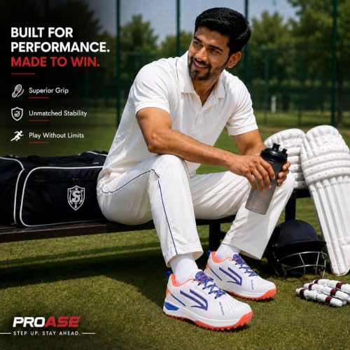 Image of PRO ASE SPORT PROASE NetMaster Cricket Shoes - Rubber Studs, Water-Resistant Upper, EVA Comfort Midsole