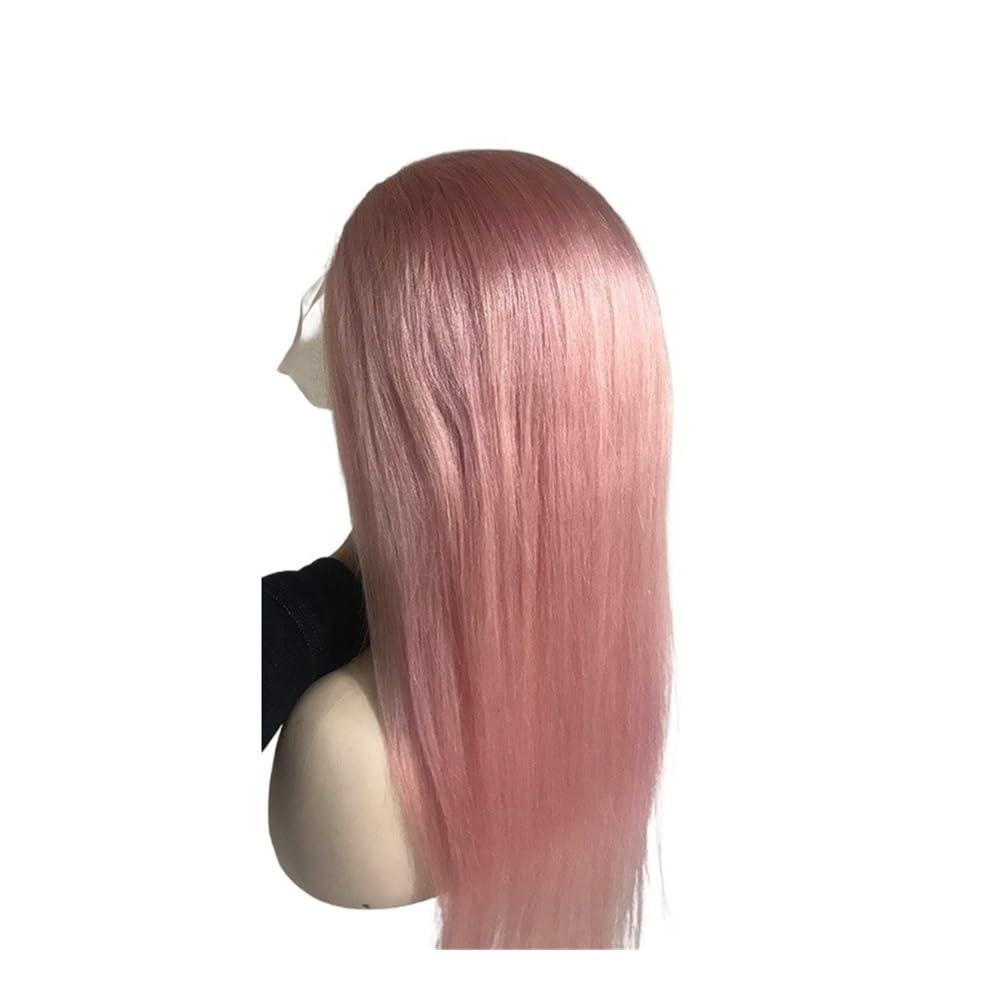 xiuling4568 Pink 13x4 Lace Front Wigs for Women Human Hair Pre Plucked Straight Colored Glueless Wig 150 Density Hairs Extensions(28inch)