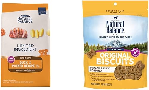 Natural Balance Alimento seco para perros adultos de raza pequeña sin granos  Bolsa de 12 libras y galletas originales de ingredientes limitados