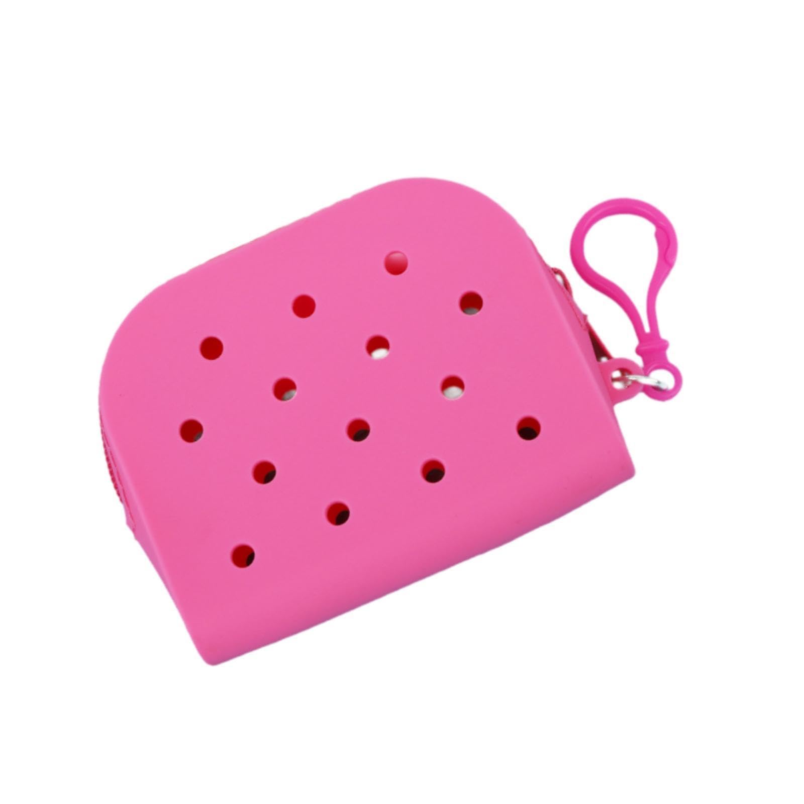 merishopp 2xSilicone Wallet Portable Organizer Outdoor Travel Summer with Hook Holes Bag Pink-picture-22