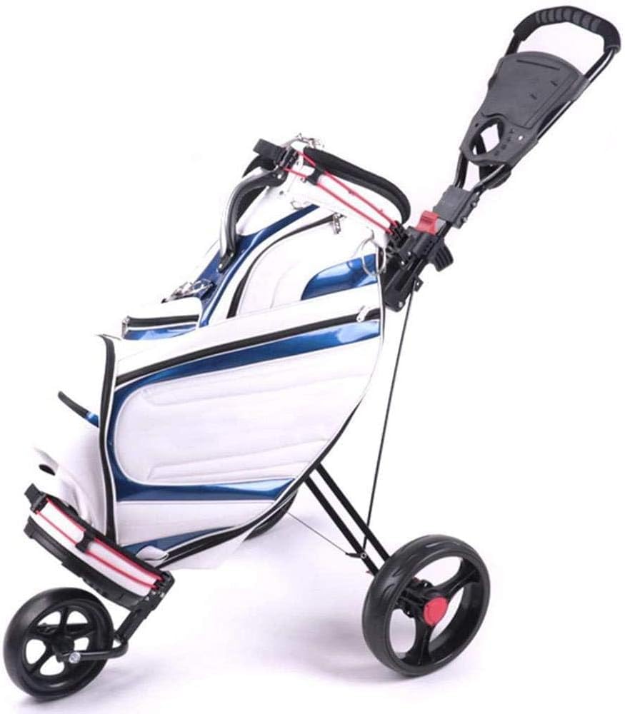 Carrello da Golf Regolabile for Golfisti Junior, Carrello da Golf a 3 Ruote con Freno, Un Secondo for Aprire e chiudere Il Carrello da Golf Pieghevole