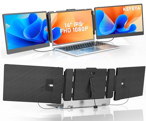 KEFEYA Laptop Screen Extender, 14' Triple Screen Extender Monitor, Portable Monitor for 13'-17'...