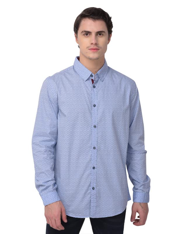 Image of Woodland Mens Cotton Printed Casual Regular Fit Full Sleeves Shirt