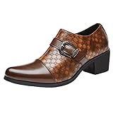 Men's Fashionable Leather Shoes, with Rubber Sole, are Suitable for Attending Parties, Weddings and Daily outings. (Brown,7.5)