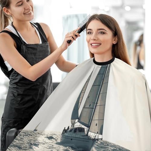 Capa de barbero para corte de cabello Ocean Sailing ajustable miniatura 5