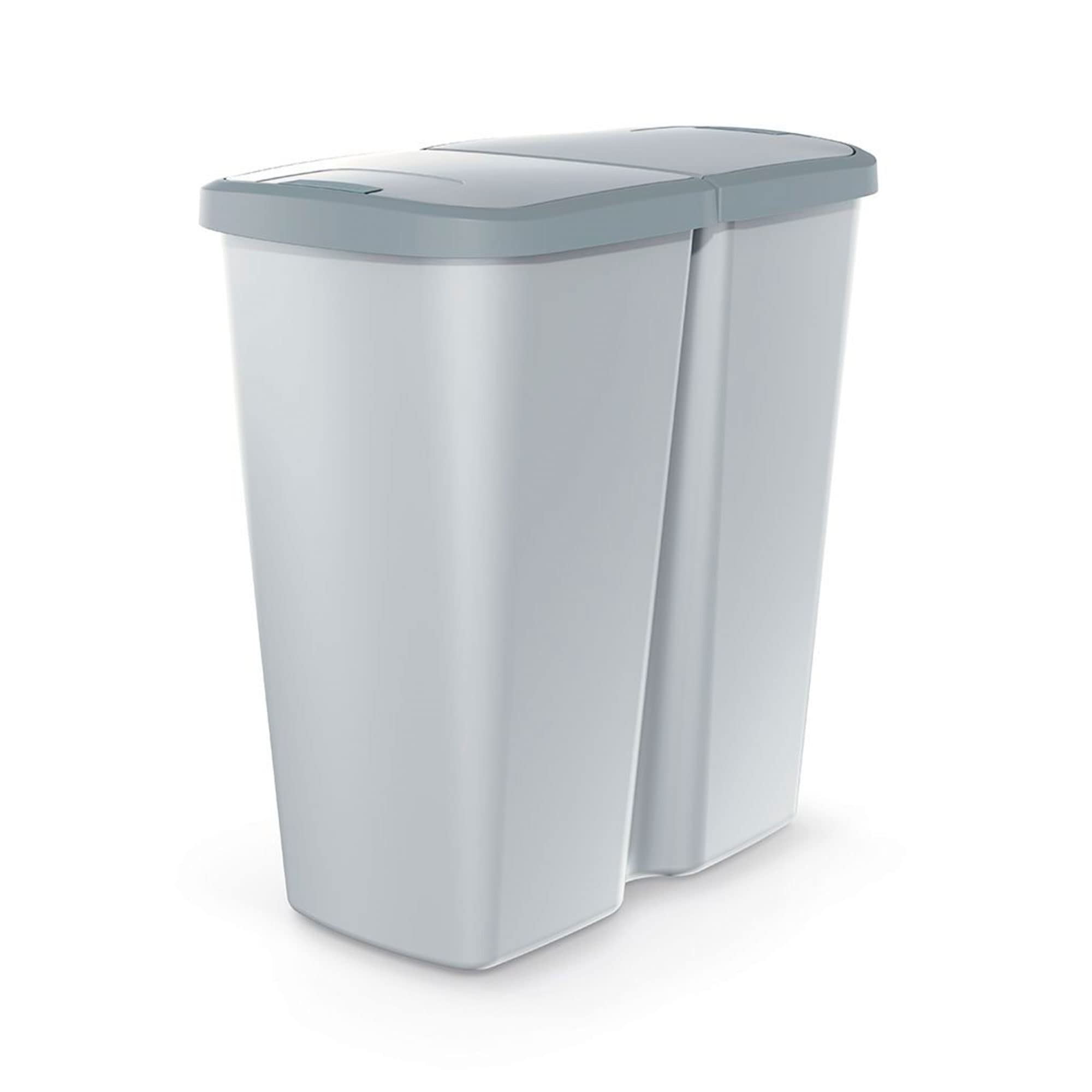 Keden Grey,White Waste Bin With 2 Independent Lids 50L