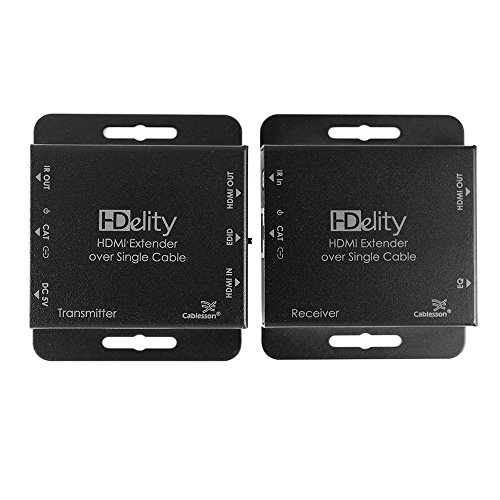 Il Cablesson HDelity HDMI over Ethernet Extender estende la portata di trasmissione fino a 50 m (130 ft) a 1080p o 1920x1200 e 60 m (200 ft) a 1080i/720p su un singolo cavo Cat 5/6. L'accoppiamento di cavi HDMI ad alta velocità assicura la soluzione Full HD e 3D e la trasmissione senza perdita di HDMI.