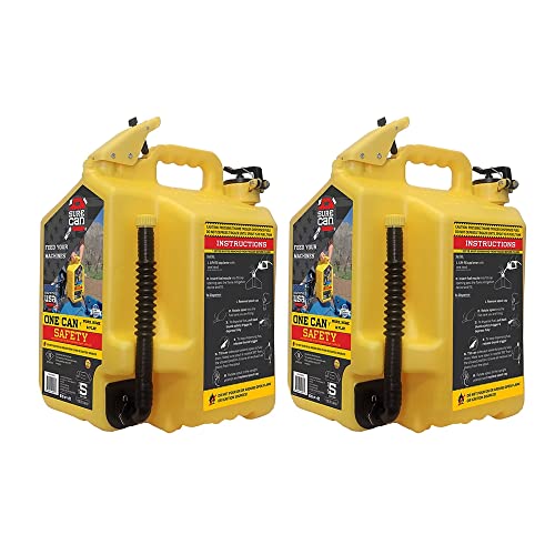 Surecan SURE CAN - SUR5SFD2 - 5 DIESEL - 2/PACK 5 Gallon Spill Free Type Ii Self Venting Kerosene Safety Can W/Flexible Rotating Spout cover