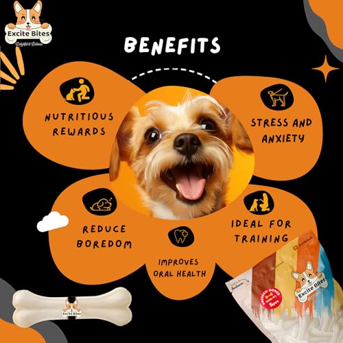 Image of EXCITE BITES Pressed Rawhide Bones for Dog Treats | Dog Calcium Bone Dog Chewing Needs | Calcium Bones That Strengthen Dogs Teeth | Mega Pack (Dog Chews) (Size 8 inch) (5 Pcs)