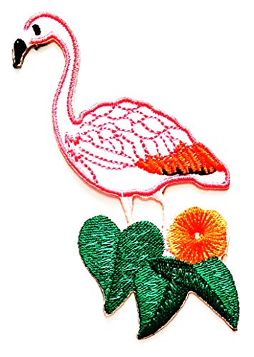 Nipitshop Patches Pink Flamingo Wading Bird Animal Wildlife Cartoon Kids Patch Embroidered Iron On Patch for Clothes Backpacks T-Shirt Jeans Skirt Vests Scarf Hat Bag