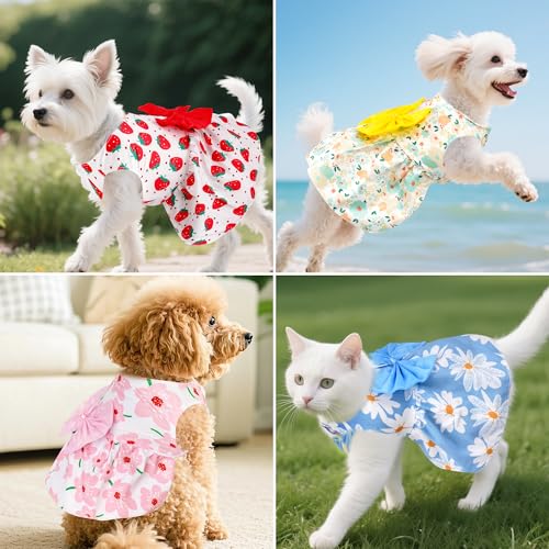 choyaxo 4pcs Cute Dog Dress Pet Dress Puppy Skirt Summer Pet Clothes for Puppy Small Cats - Image 8
