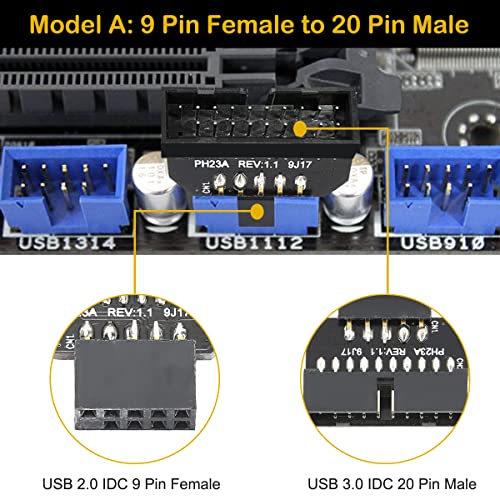 Xiwai USB-Adapterkabel – 2x USB 2.0 9-Pin Auf USB 3.0 20-Pin, Reversibel Für Motherboard & Gehäuse