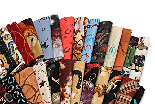 10 Fat Quarters - Assorted Western Cowboys Old West Out West Horses Rodeo Horse Lasso Boots Horseshoes Classic Quality Quilters Cotton Fabric Bundle M221.11 - Image 3
