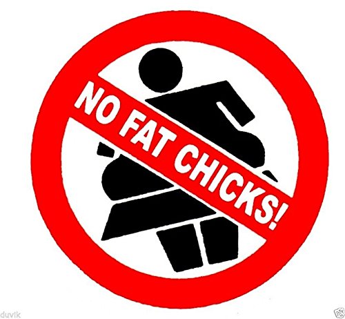 BIKERSTUFFUS NO Fat Chicks! Helmet Sticker Round Laptop Sticker Hard HAT Sticker Helmet Sticker Toolbox Sticker Window Sticker