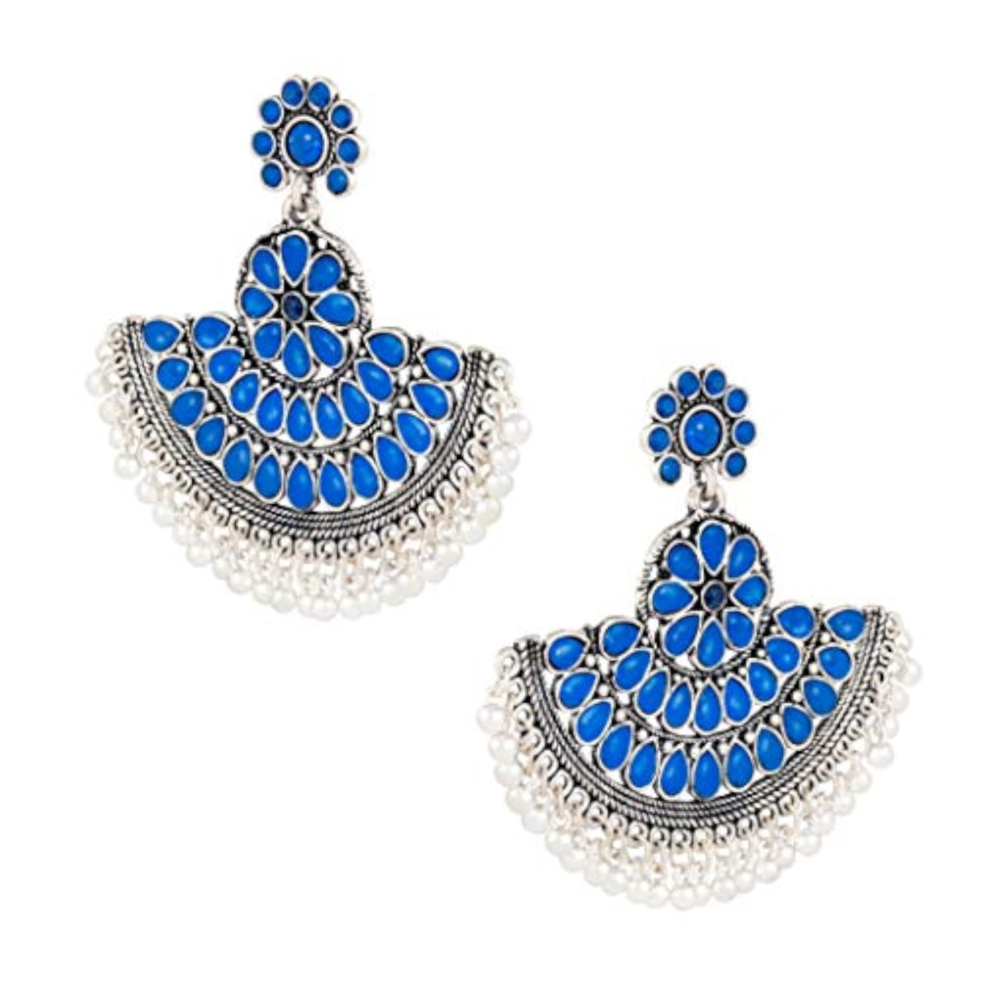 Women's Oxidised Silver Plated American Diamond Earrings