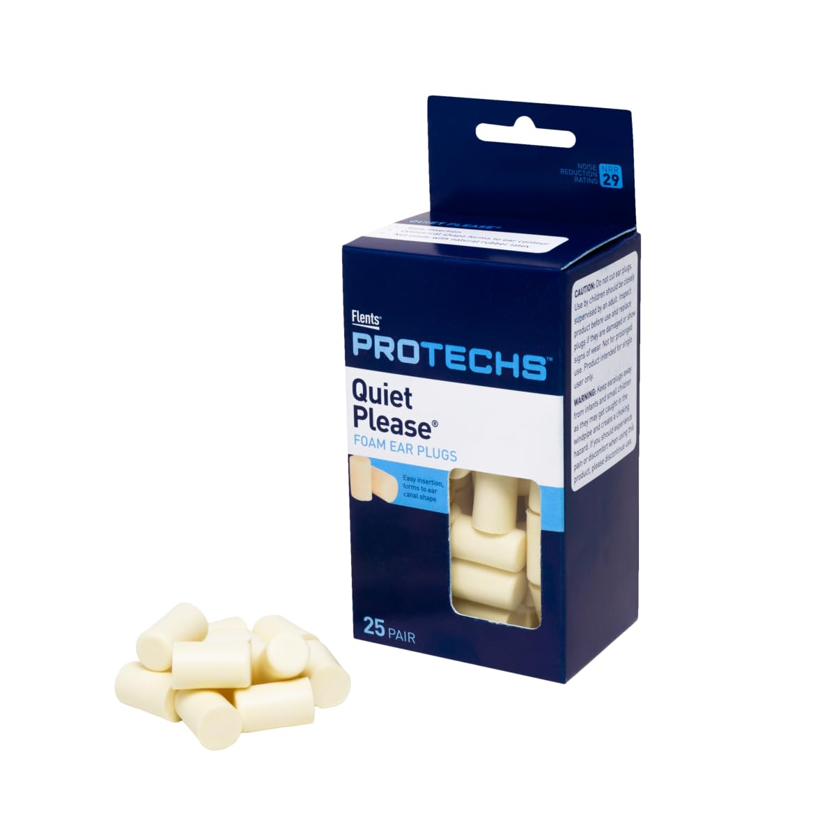 Photo 1 of Flents Protechs Foam Ear Plugs, 100 Pair, Ideal for Sleeping, Snoring, Shooting, Working, Loud Noise, Traveling, Concerts, Construction & Studying, Disposable, Noise Reduction, NRR 29, 'New Formula'