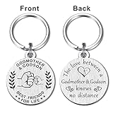 MXRSDF Godmother Gifts from Godson, Mothers Day Godparent Keychain for Birthday Christmas, Metal Engraved