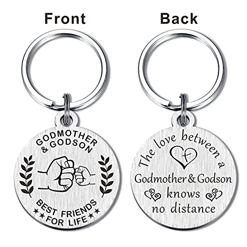 MXRSDF Godmother Gifts from Godson, Mothers Day Godparent Keychain for Birthday Christmas, Metal Engraved