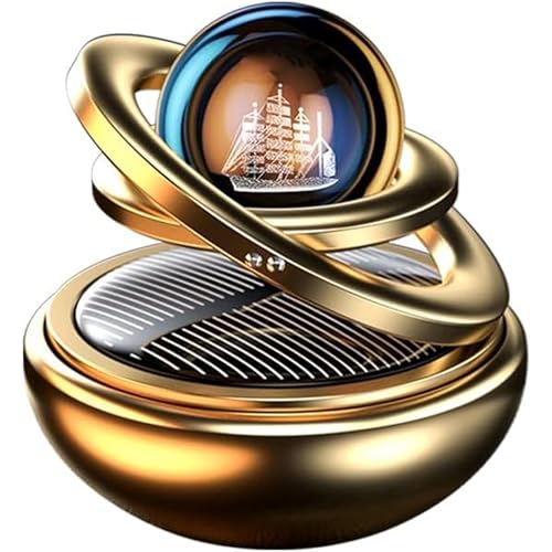 Image of Riloer Car Aromatherapy Diffuser, Car Air Fresh Device, Car Aroma Ring Ornament, Car Decoration Accessories, Rotating Car Perfume Solar Energy Car Aromatherapy, Gold