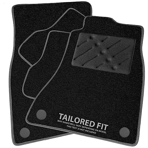 Car Mats FOR Nissan Juke 2010-2019 Black Carpet - Grey Ribbed Trim - Black Rectangle Heel Pad [SAPP-1308]