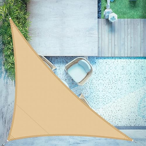 LOVE STORY Toldo Vela de Sombra Impermeable Triangular 3.5x3.5x4.9m Poliéster Protección Rayos UV para Exterior Terraza Patio Jardín
