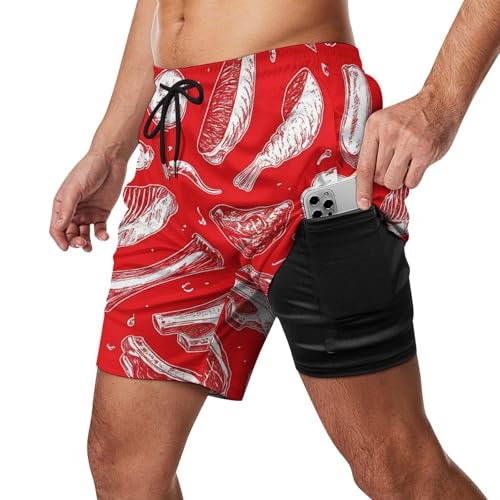Different Beafs Men's Swim Trunks with Compression Liner Beach Shorts with Pockets Quick Dry2