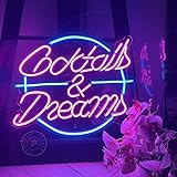 FUNERIGUER Cocktails and Dreams Neon Sign Wall Signs for Home Bar Club Hotel Cafe - Neon Signs Cocktail LED Light Bar Decor for Wedding Birthday Party Gifts - Beautiful Cocktails and Dreams Neon Light