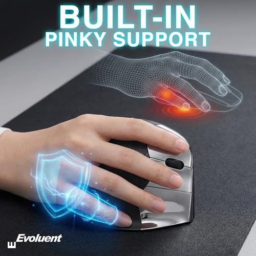 Image of Evoluent - The World's Original Vertical Mouse - VMC Classic Wireless USB /Bluetooth Ergonomic Mouse Right Hand M-L, Sculpted Comfort, 4 Speeds, Non-Programmable Copy & Paste Buttons