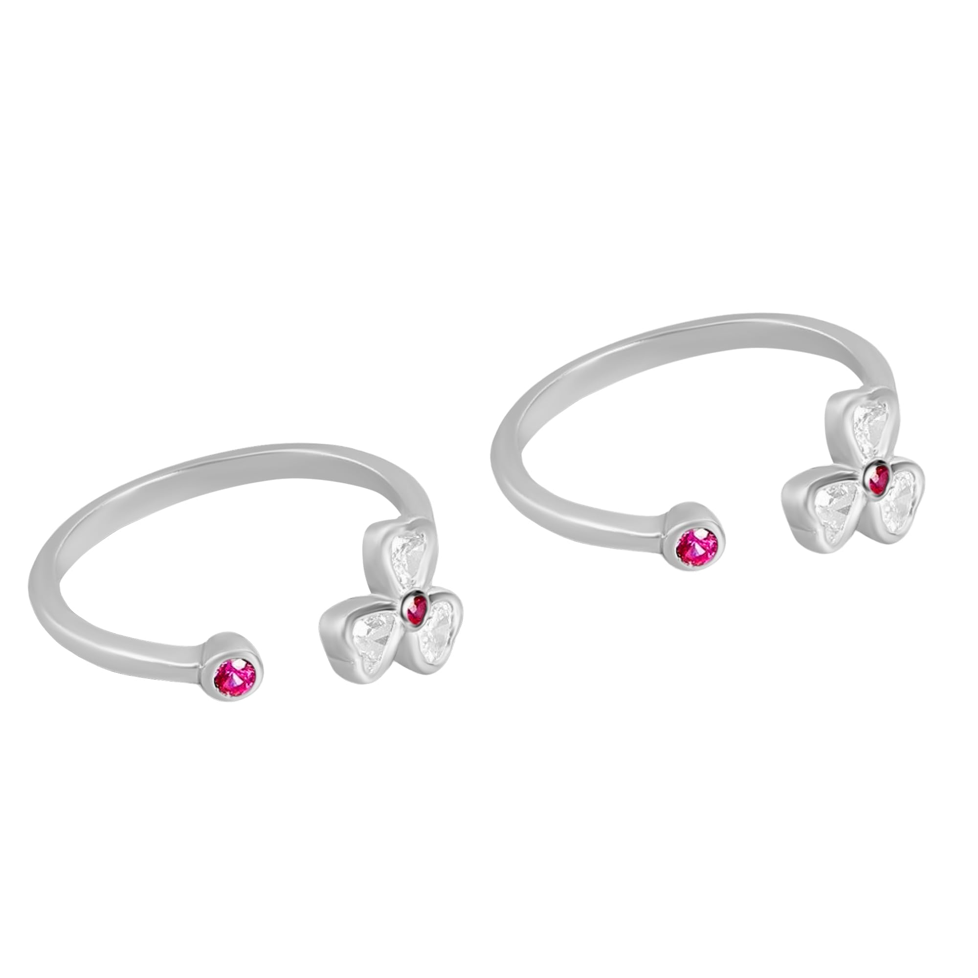 ZAVYA 925 Sterling Silver Dark Pink Cubic Zirconia CZ Floral Clover Rhodium Plated Adjustable Pair Toe Ring for Women | Stylish Silver Jewellery | Gift for Women | With Certificate and 925 Hallmark (B09RKKLG84) Amazon Price History, Amazon Price Tracker