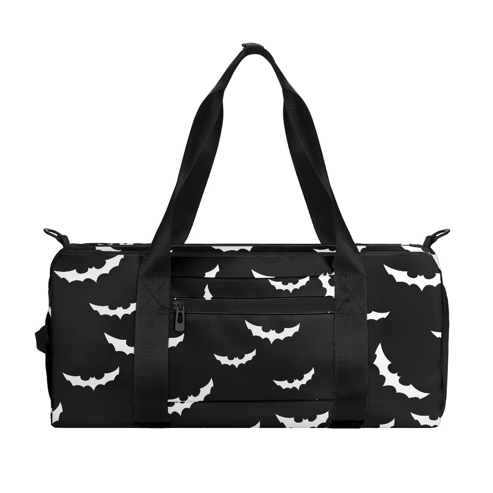 XUWU Bats Halloween Gym Bag,Lightweight Travel Duffle Bag with Wet Pocket & Shoe Compartment for Men Women Great for Working Out, Travel, and Overnights