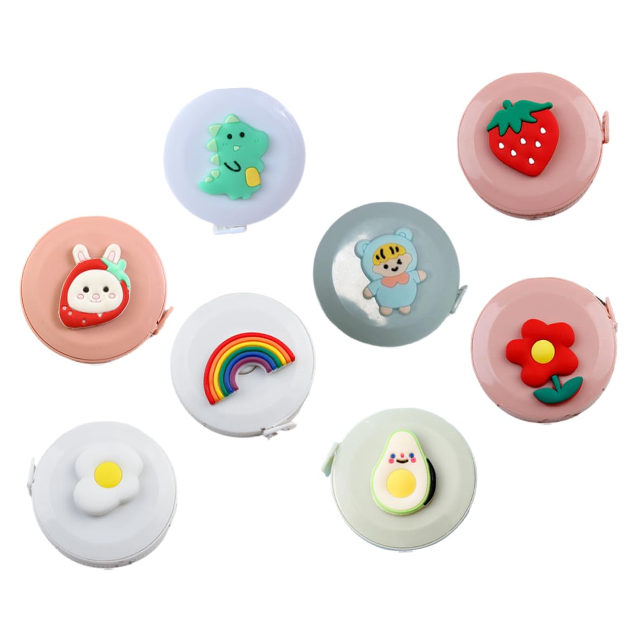HOMSFOU Mini Cinta Retráctil De Cartoon Para Medidas De Cuerpo Y Manualidades Diseño Lindo Y Compacto Para Costura Y Estudiantes 8 Piezas X 5