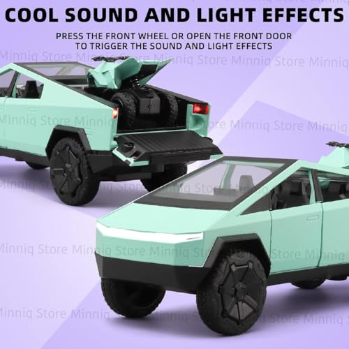 Image of Tesla Cyber 1:32 Model Car with Box, Zinc Alloy Pull Back Toy car with Sound and Light for Kids Boy Girl Gift [Colors as Per Stock]