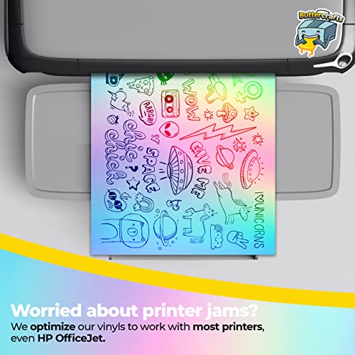Image of Holographic Printable Vinyl Sticker Paper Waterproof 50 Sheets 8.5 inchx11 inch, Inkjet Printer (HP, Canon, Brother Printers Compatible) - Weatherproof Holographic Sticker Sheets - Strong Adhesive