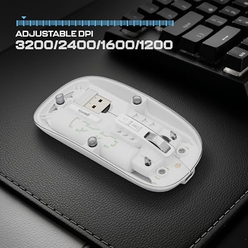 Image of Geonix Crystal Optical Wireless Transparent Mouse, 2.4GHz with USB Nano Receiver, 4 DPI Modes, High Precision Optical Tracking, 10m Working Distance with RGB Light (White)