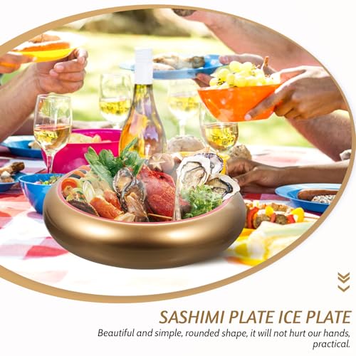 Plato redondo dorado para sushi con bandeja de hielo miniatura 3