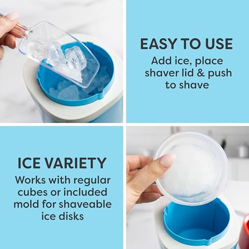 Image of Nostalgia Shave Ice and Snow Cone Machine, Multi-Use Ice Shaver for Frozen Treats, Slushies, Snow Cones, and More - Reusable Cup and Ice Mold, Stainless Steel Blades - Blue Red