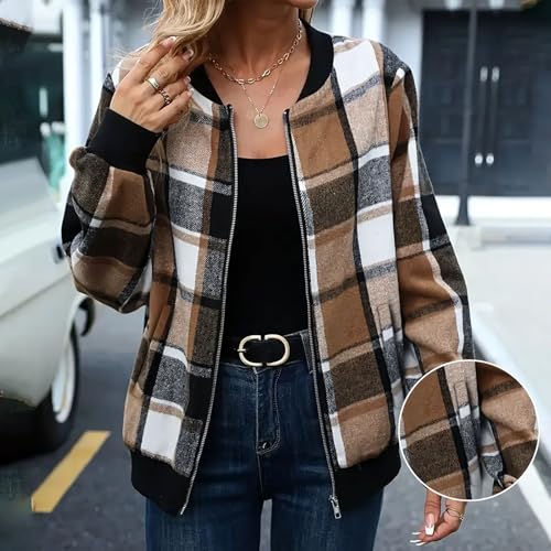 Zip up Jackets for Women Trendy Bomber Jacket Casual Coat Fall Winter 2025 Fashion Outerwear Windbreaker with Pockets2