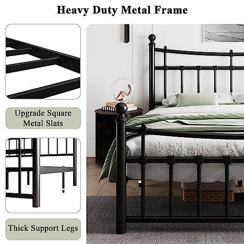 Ipormis Metal Full Size Bed Frame With Iron-Art Headboard, Heavy Duty Metal Platform Bed Frame With 14 Steel Slats Support, No Box Spring Needed, Noise-Free, Easy Assembly, Full #TOP4