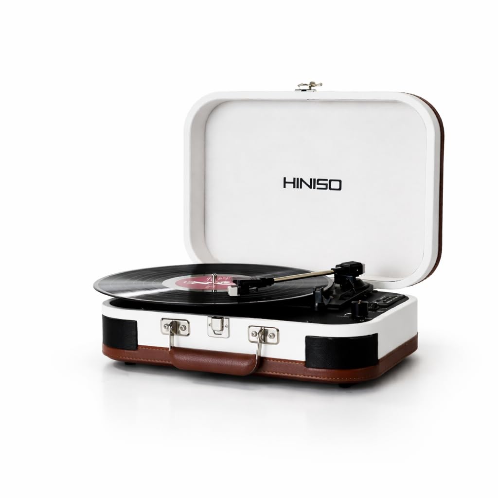HINISO T601 Bluetooth Vinyl Record Player with Magnetic Cartridge & Diamond Stylus | 3-Speed Suitcase Turntable (33/45/78 RPM) | USB & SD Recording | Bluetooth Input & Output | Built-in Speakers-image-20