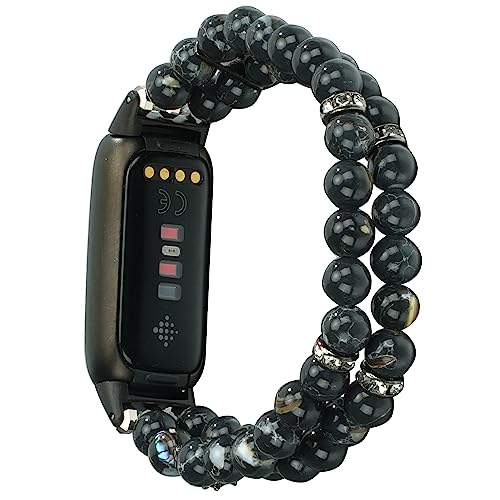 Image of Wongeto Compatible with Fitbit Luxe Bands,Fashion Handmade Elastic Stretch Pearl Bracelet Women Replacement Strap for Fitbit Luxe accssorises