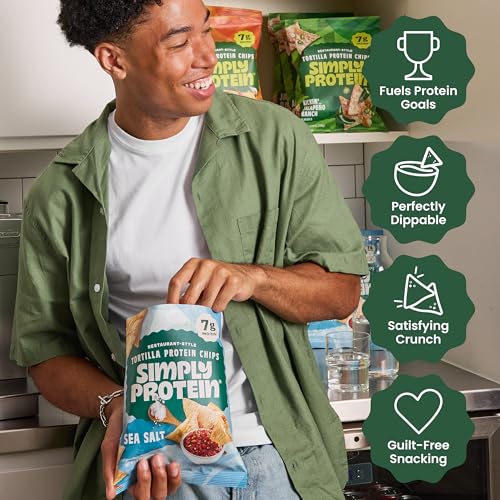 Simply Protein - Tortilla Chips, Restaurant Style Protein Chips, Sea Salt (3-Pack) - 7g Protein, 140 Calories, Gluten Free, Vegan - Plant Based Protein Snacks - Healthy Snacks - 3 Bags, 4.58oz (130g) - Thumbnail 5