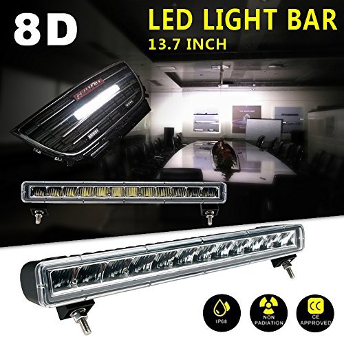 60W 14 Inch Slim LED Light Bar Ultra Thin 5W CREE Chips for Off Road Trucks Boat SUV ATV 4WD Wrangler Grill Roof CAR Driving Headlight DRL IP68 Waterproof