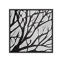 Framed Canvas Wall Art Black and White Brich Canvas Prints Home Artwork Decoration for Living Room,Bedroom - 16x16 inches