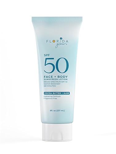 Florida Glow Loción de protección solar a base de agua SPF 50, 8 onzas