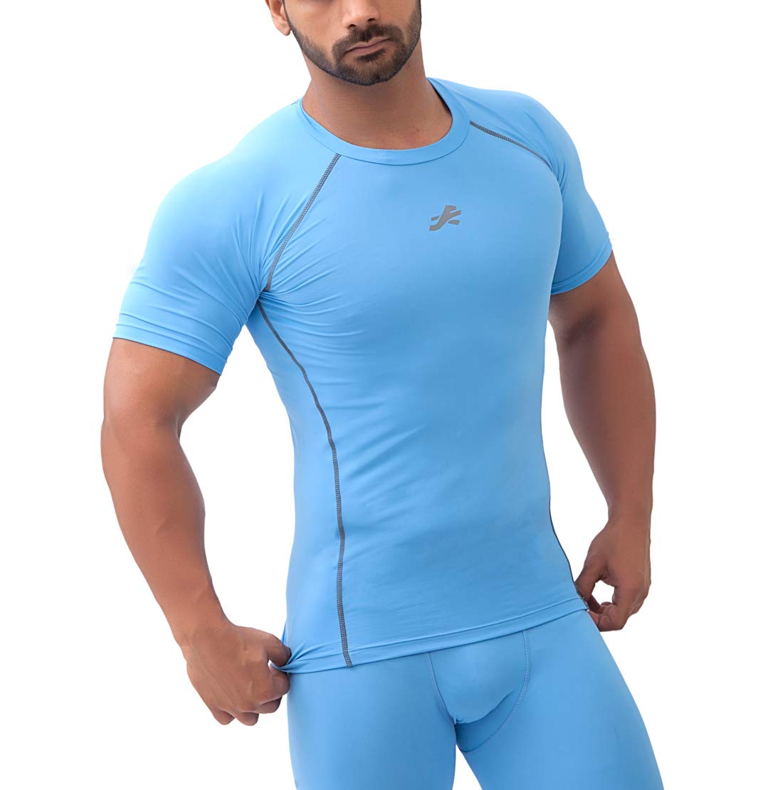 ReDesign ApparelsMen's Nylon Athletic Compression Tshirt for Sports Half Sleeves
