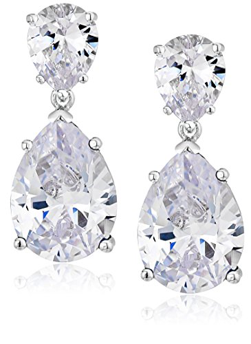 CZ by Kenneth Jay Lane Cubic Zirconia Double Pear Drop Earrings